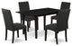 5Pc Dining Set, 4 Parson Chairs, Butterfly Leaf Dining Table, Black