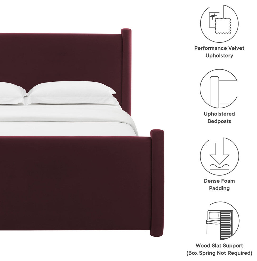 Rael Performance Velvet Full Platform Bed, Mulberry