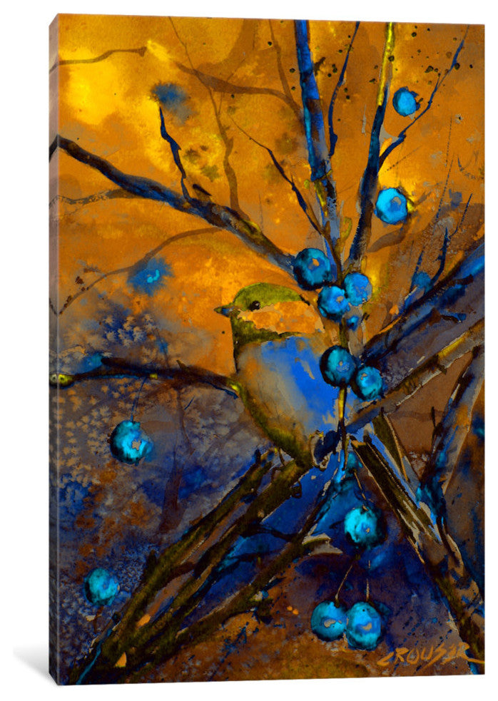 "Bird & Berries" by Dean Crouser, Canvas Print, 18"x12"