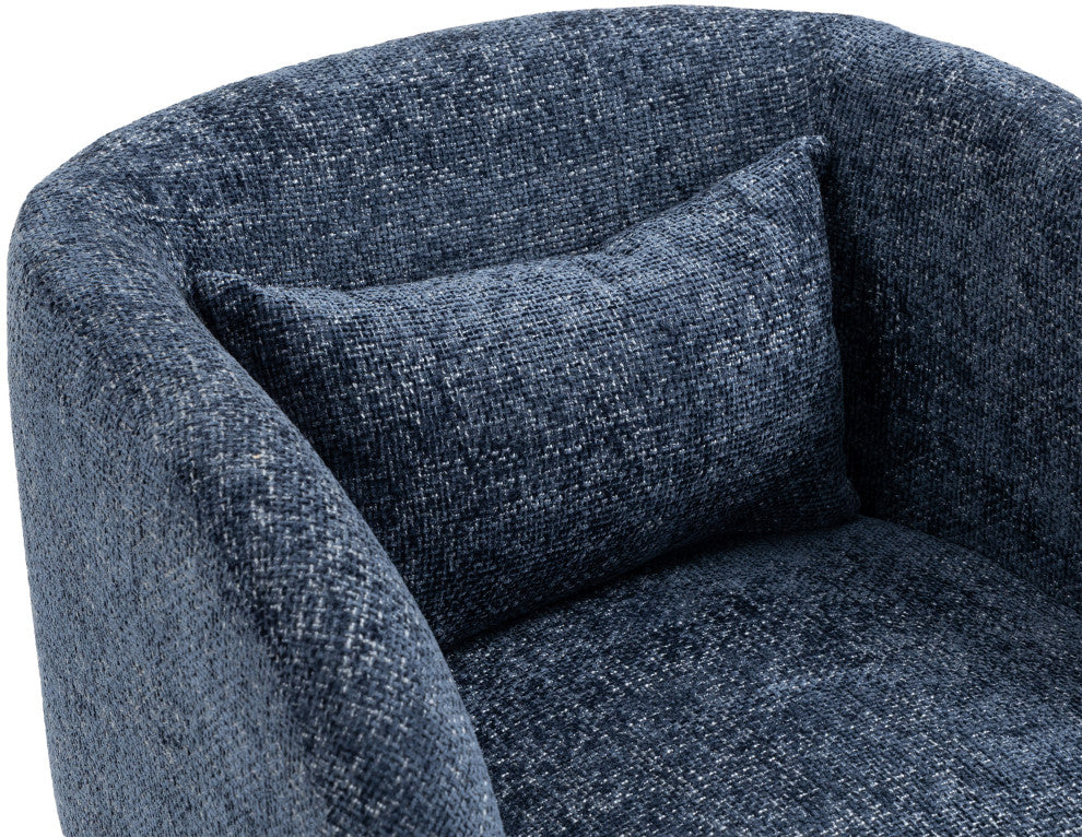 Sawyer Beige Weaved Polyester Fabric Accent Chair, Navy, Chenille Fabric