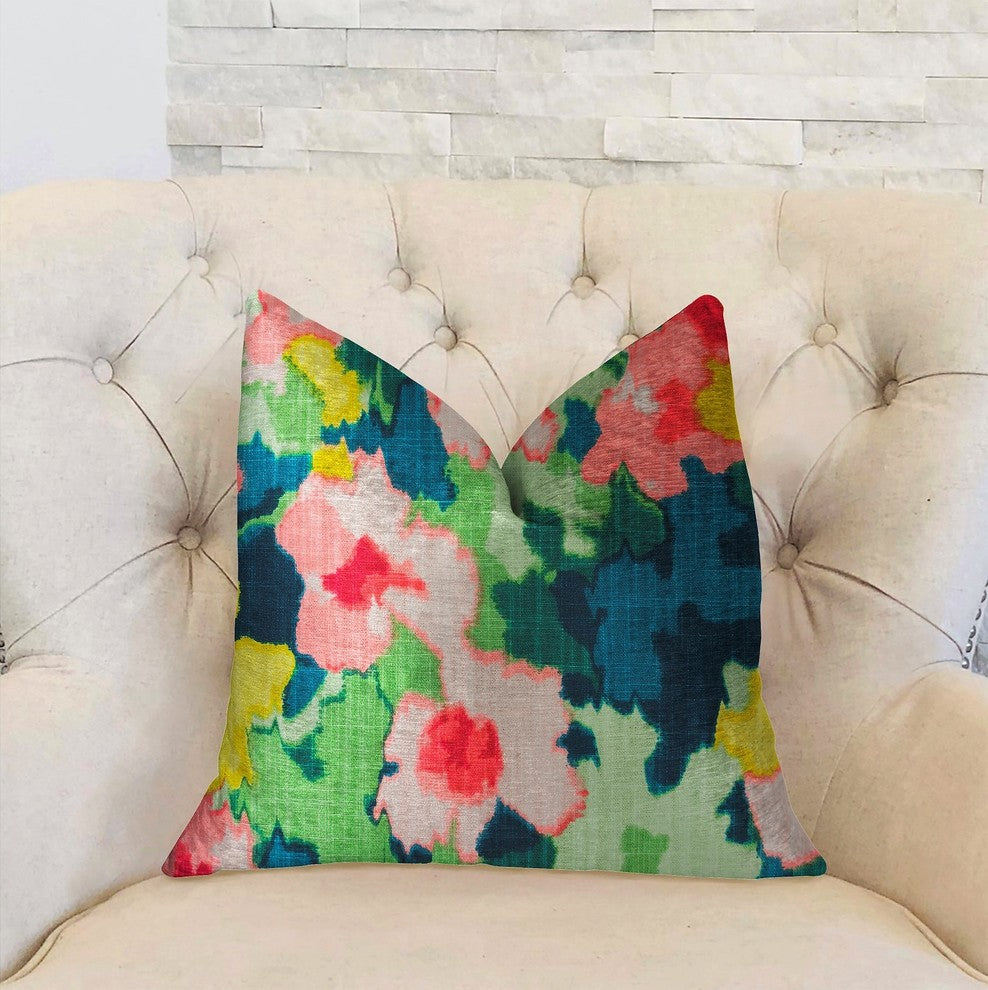 Floral Goddess Multicolor Luxury Throw Pillow, 22"x22"