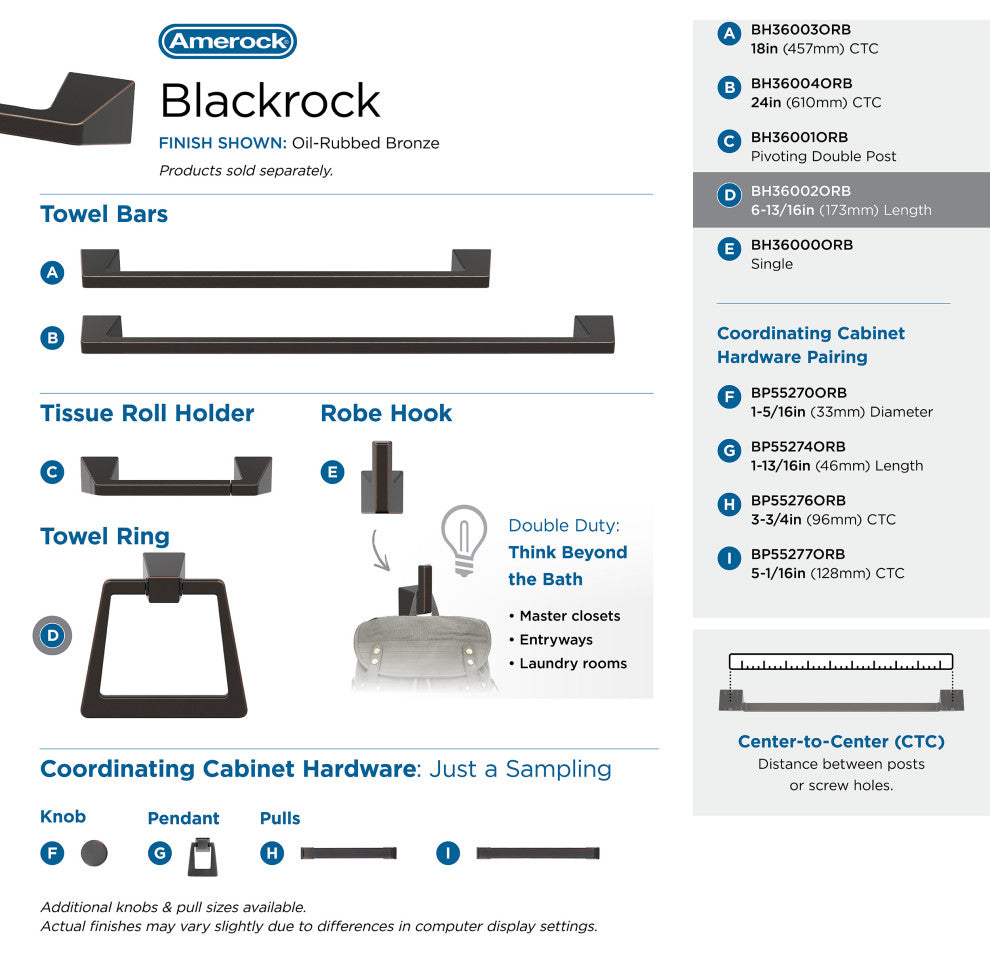Amerock Blackrock Contemporary Towel Ring, Oil Rubbed Bronze