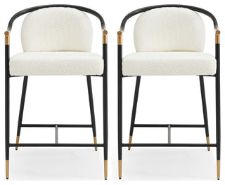 GDF Studio Contemporary Upholstered Counter Stools, Set of 2, Beige/Black/Gold