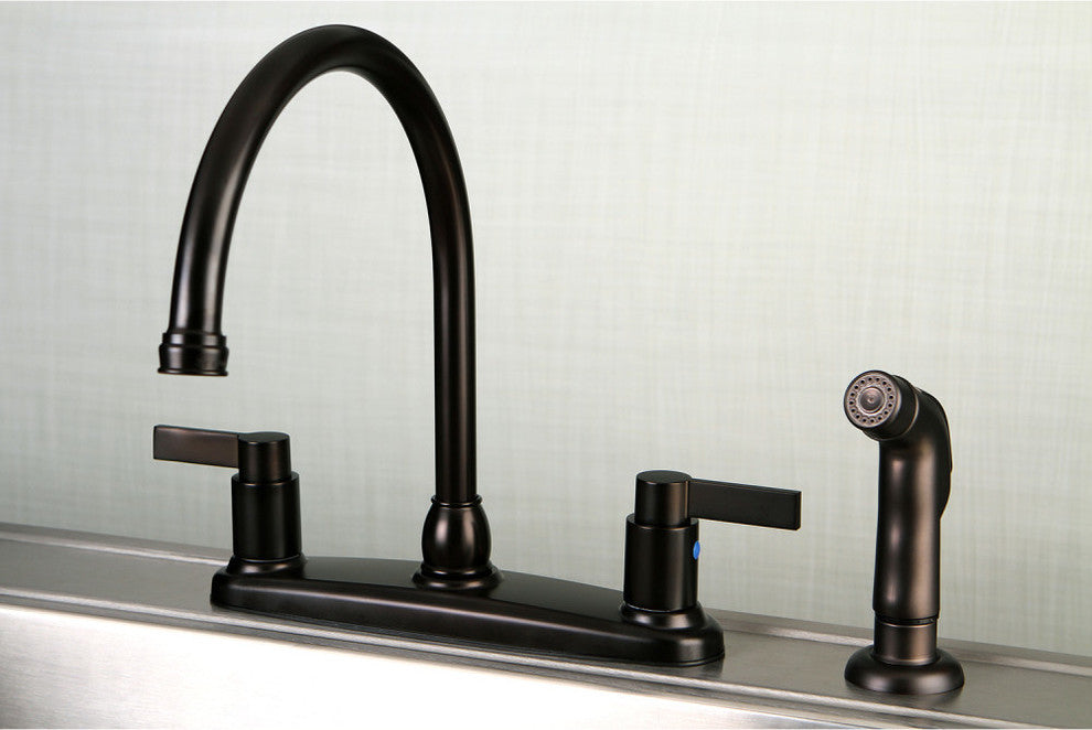 Kingston Brass 8" Centerset Kitchen Faucet With Sprayer, Oil Rubbed Bronze