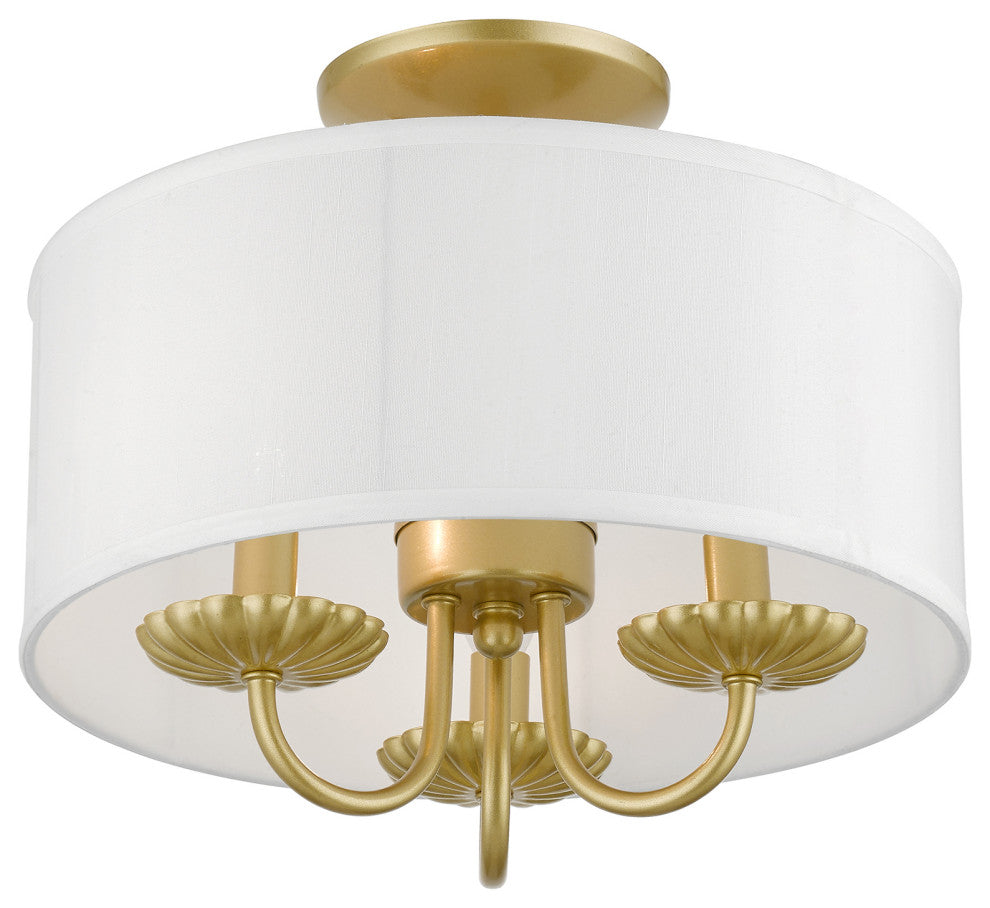 Livex Lighting 3 Light Soft Gold Semi-Flush Mount