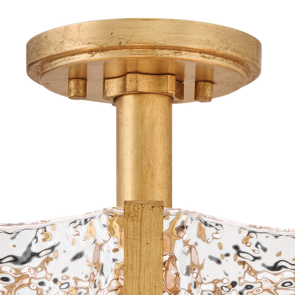 Fredrick Ramond Florian Medium Semi-Flush Mount, Distressed Brass