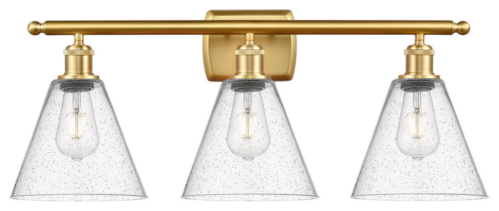 Innovations 516-3W-SG-GBC-84 3 Light Bath Vanity Light, Satin Gold