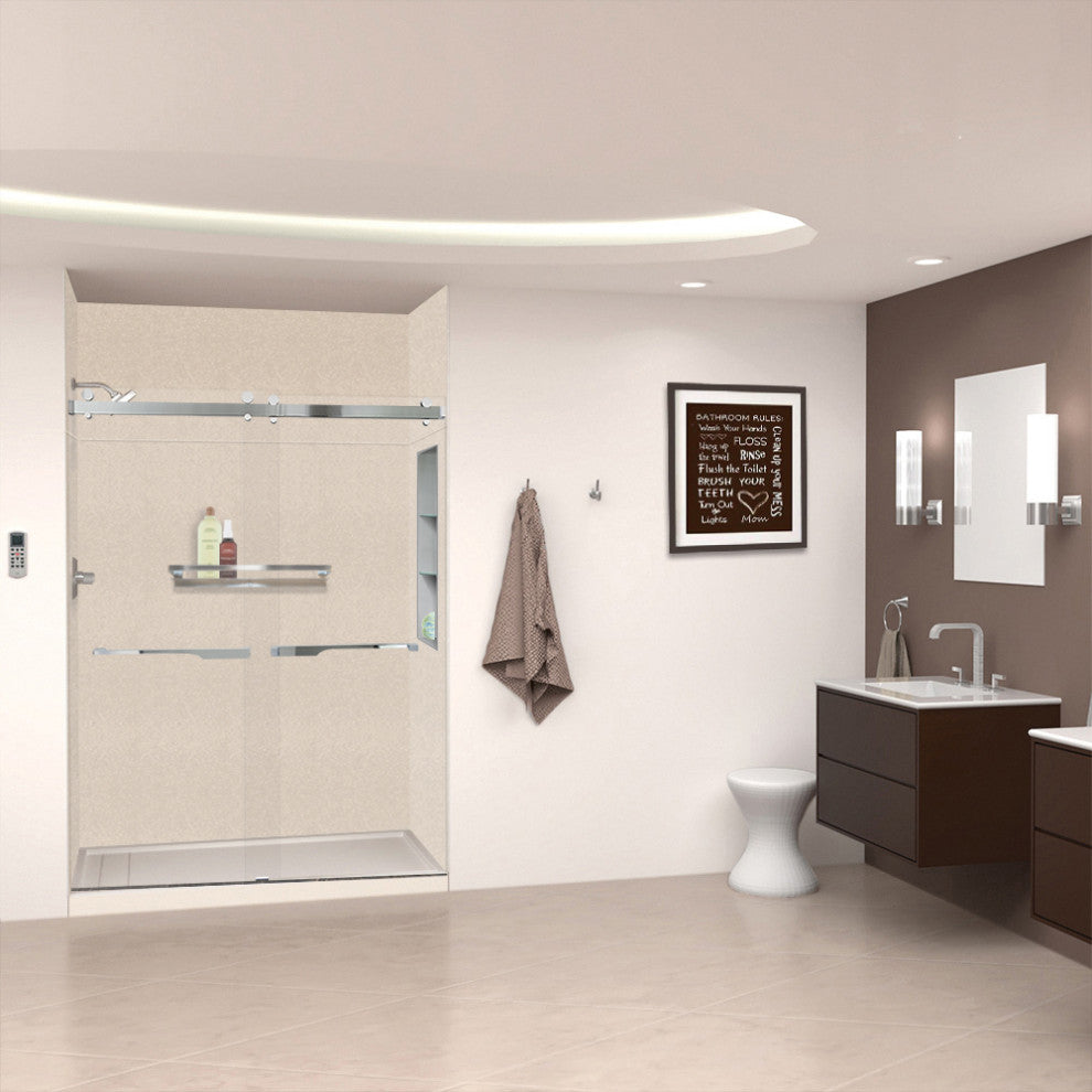 Transolid SaraMar 60"x36"x96" 6-Piece Shower Wall Kit, Cashew Velvet