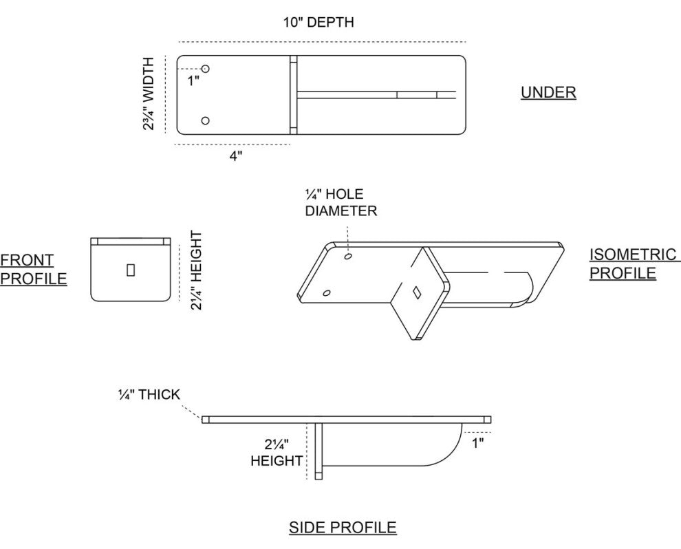 Heaton Hidden Support Steel Bracket w/ 6" Support Depth