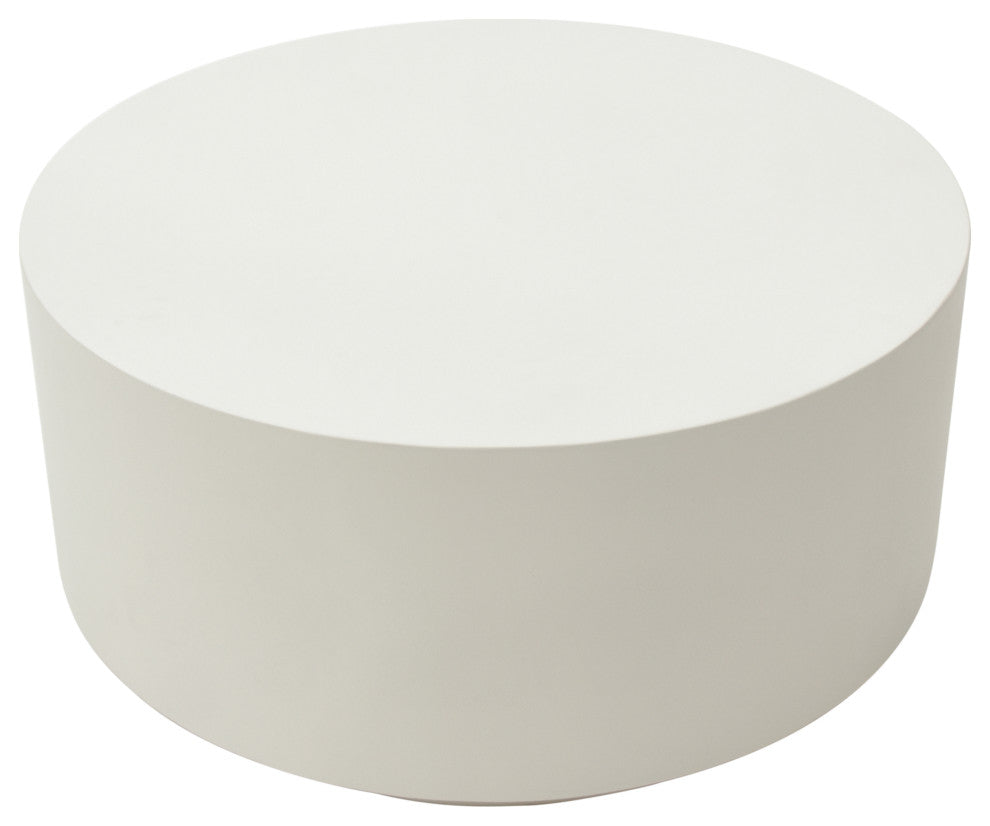 Rome 34" Round Concrete Coffee Table, Cream White