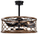 Deniz 24" 6-Light Indoor Matte Black and Faux Wood Grain Ceiling Fan