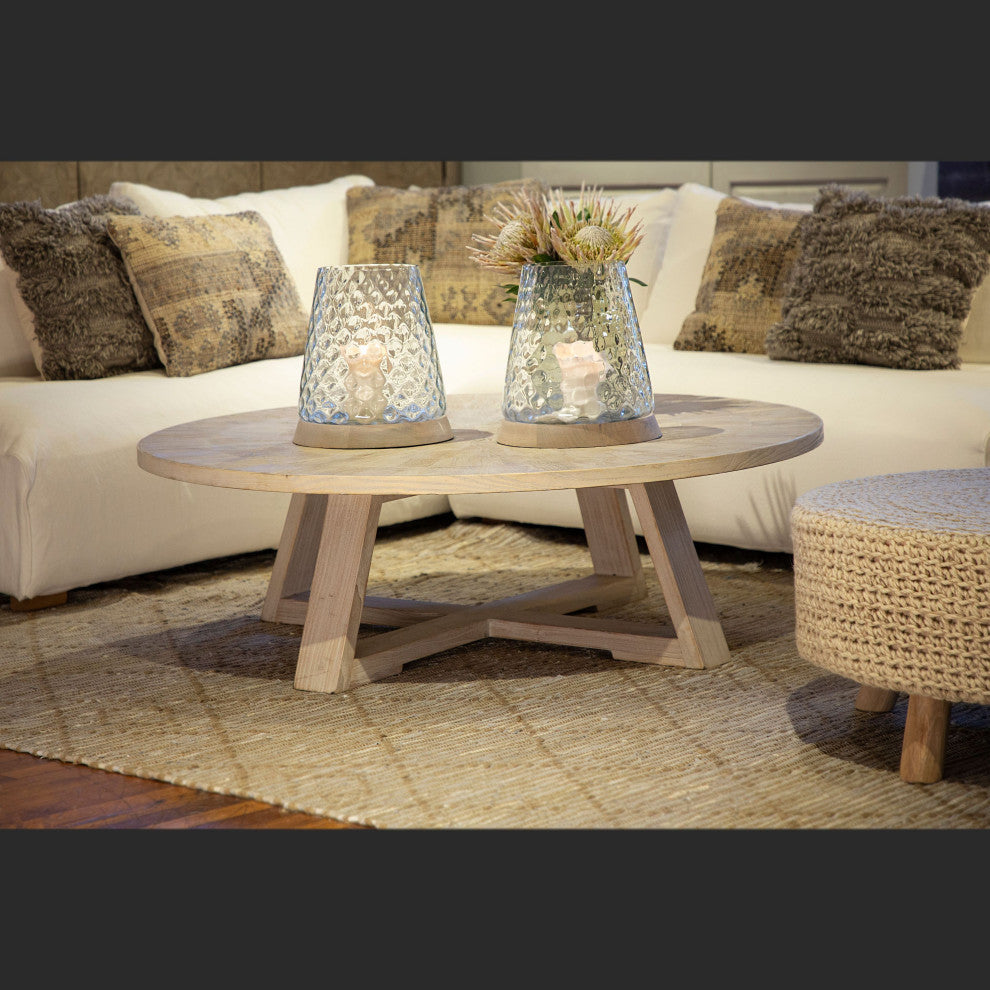 Evan 52" Round Reclaimed Elm Pedestal Coffee Table
