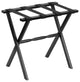 HomeRoots Hotel Black Finish Wood Folding Luggage Rack With Black Straps
