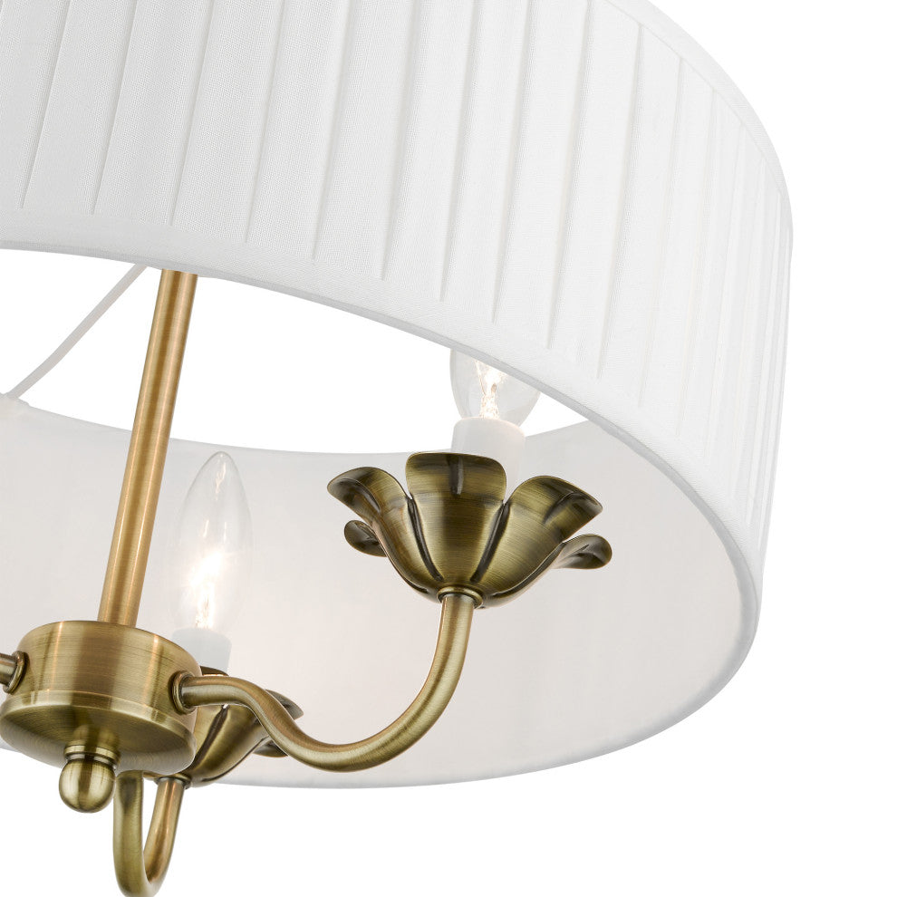 Livex Lighting 3 Light Antique Brass Pendant Chandelier