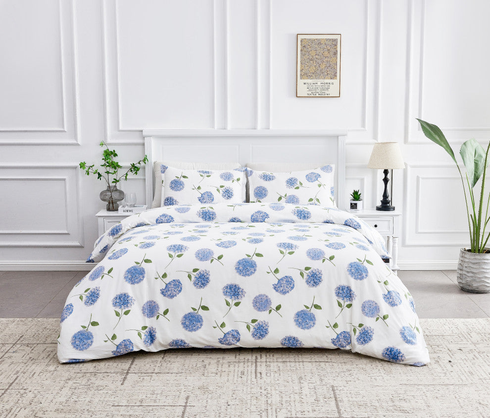 400 Thread Count Cotton Lattice Duvet Set, Blue, Full/ Queen Set