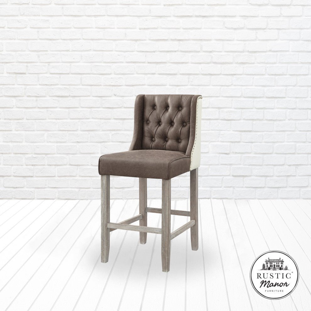 Rustic Manor Kaileigh Counter Stool, Leather PU, Brown