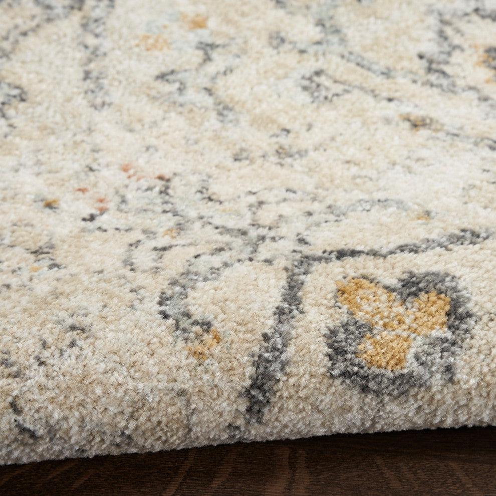 Nourison Oushak Home 4' x Round Cream Vintage Indoor Rug