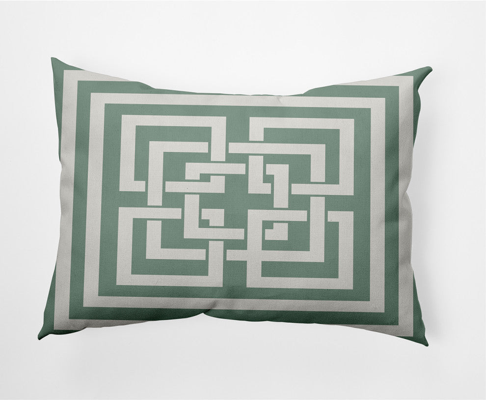 14x20" Greek New Key Nautical Decorative Indoor Pillow, Sage
