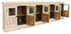 Tropez 8-Door Solid Wood Sideboard With Glass Panels, Distressed White Finish