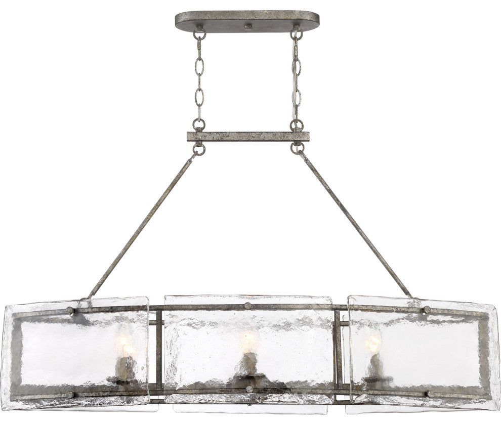 Quoizel FTS638 Fortress 6 Light 39"W Linear Chandelier - Mottled Silver