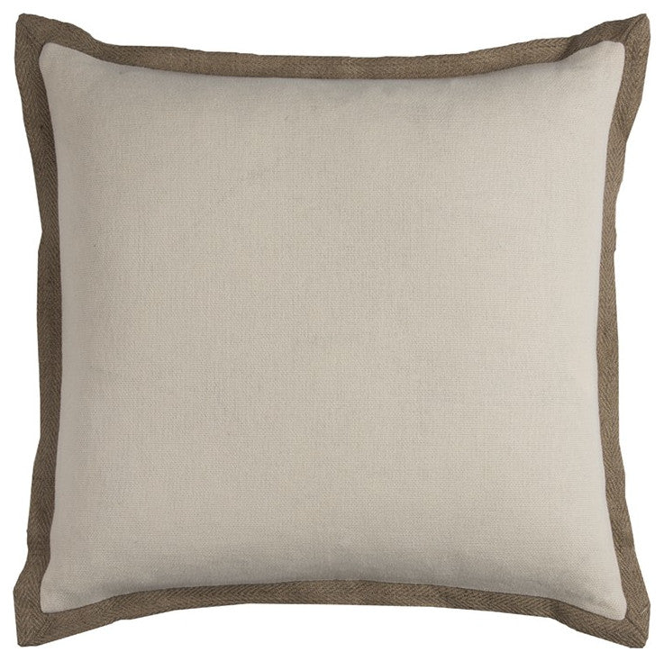 Ivory Beige and Natural Jute Throw Pillow