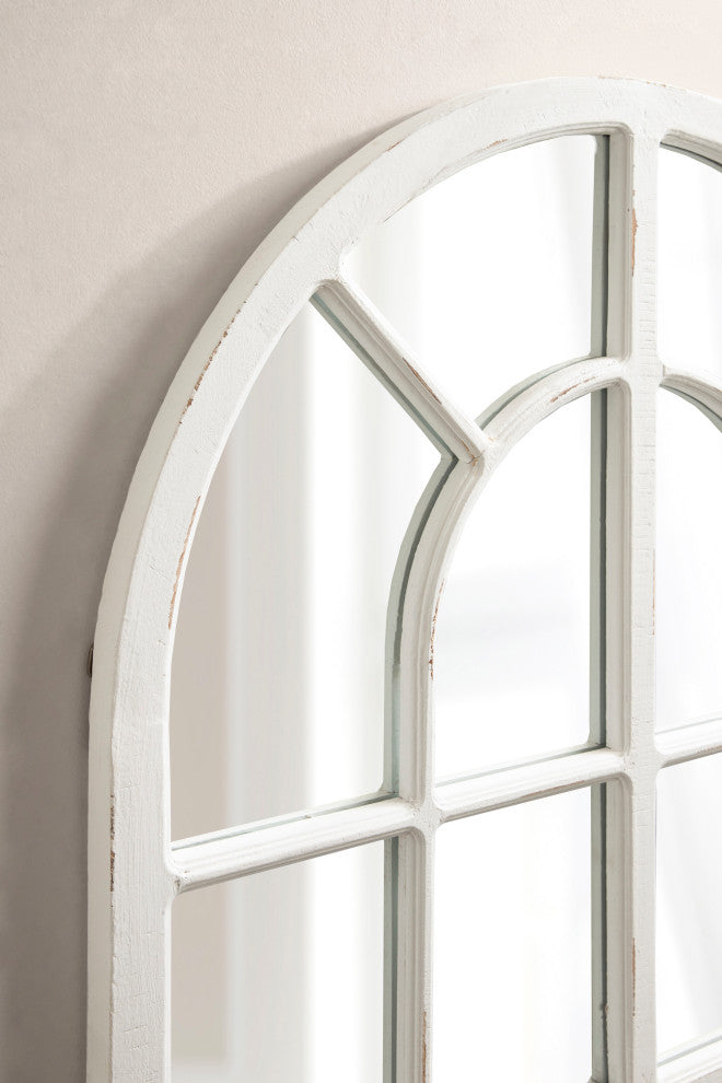 Boldmere Wide Arch Windowpane Mirror, White, 30"x29"