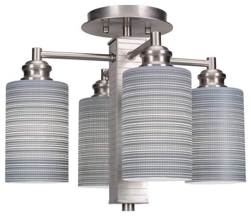 Edge 4-Light Semi-Flush Mount, Brushed Nickel/Gray Matrix