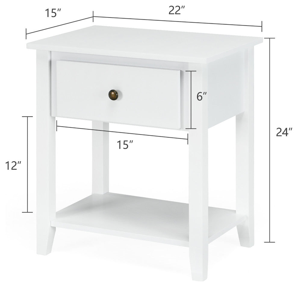 Costway Nightstand Beside Table Chest Sofa Table End Table Accent Table White