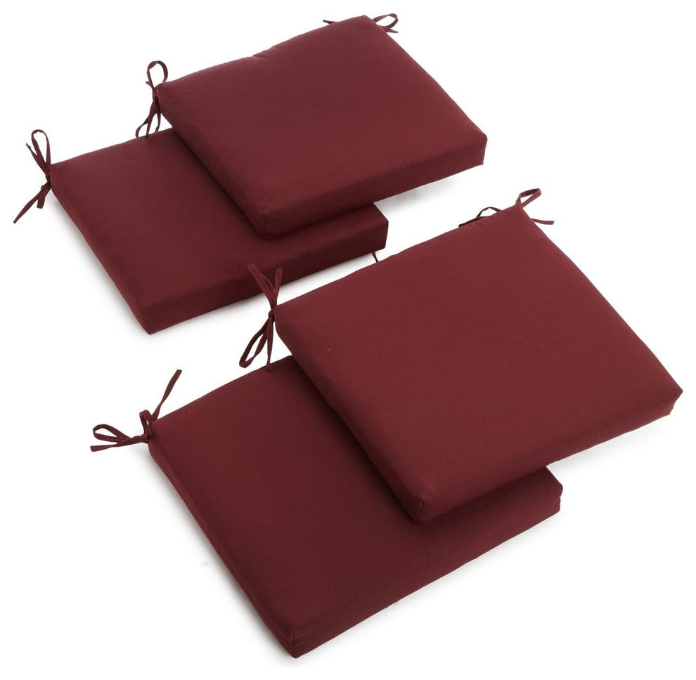 20"x19" Twill Chair Cushion, Set of 4, Burgundy