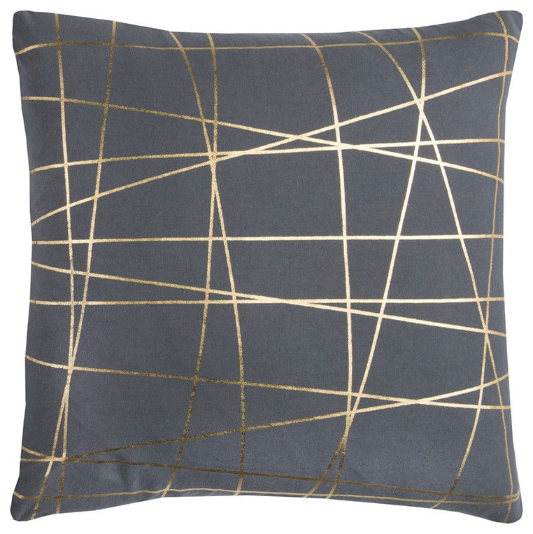 Gray Gold Contemporary Linework Throw Pillow