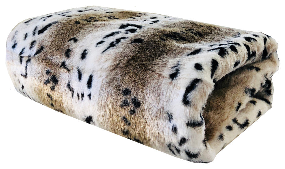Snow Lynx Faux Fur Luxury Throw