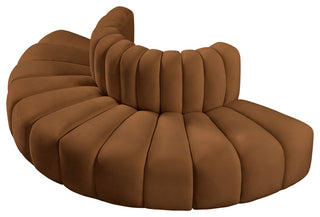 Arc Upholstered Outward Curved Modular Sectional, Saddle, 4-Piece: Reverse Corner (4), Velvet
