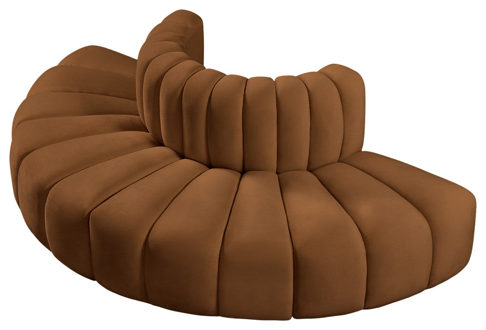 Arc Upholstered Outward Curved Modular Sectional, Saddle, 4-Piece: Reverse Corner (4), Velvet
