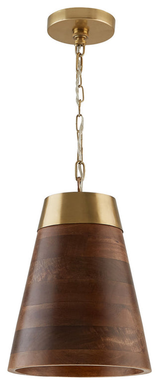 Capital Lighting 330314 14-1/2" Tall Mini Pendant - Wood / Brass