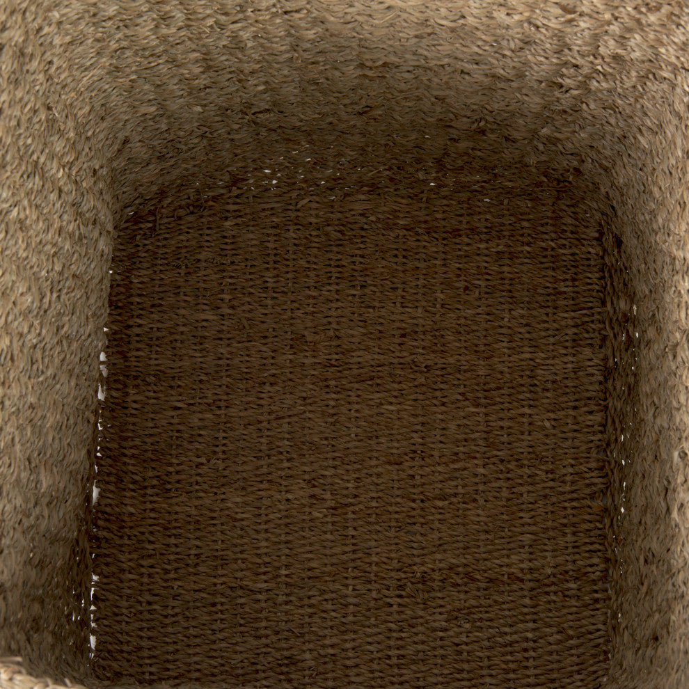 Copenhagen Medium Brown Square Twisted Seagrass Square Baskets, 3-Piece Set