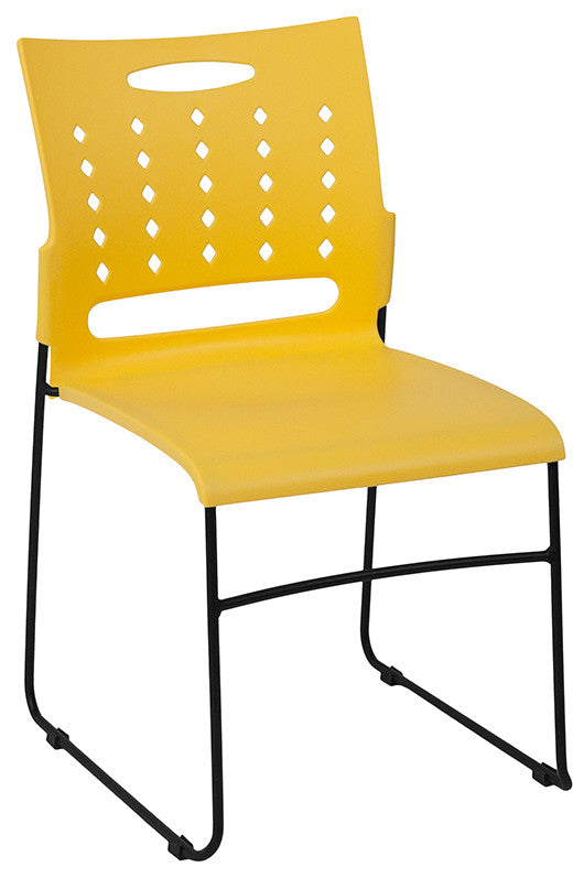 Hercules Series Capacity Sled Base Stack Chair With Air Vent Back, Yellow