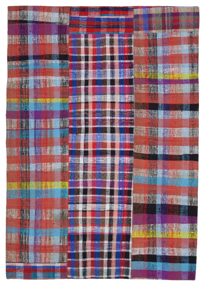 Rug N Carpet - Handmade Turkish 6' 9'' x 9' 8'' Contemporary Patchwork Kilim Rug