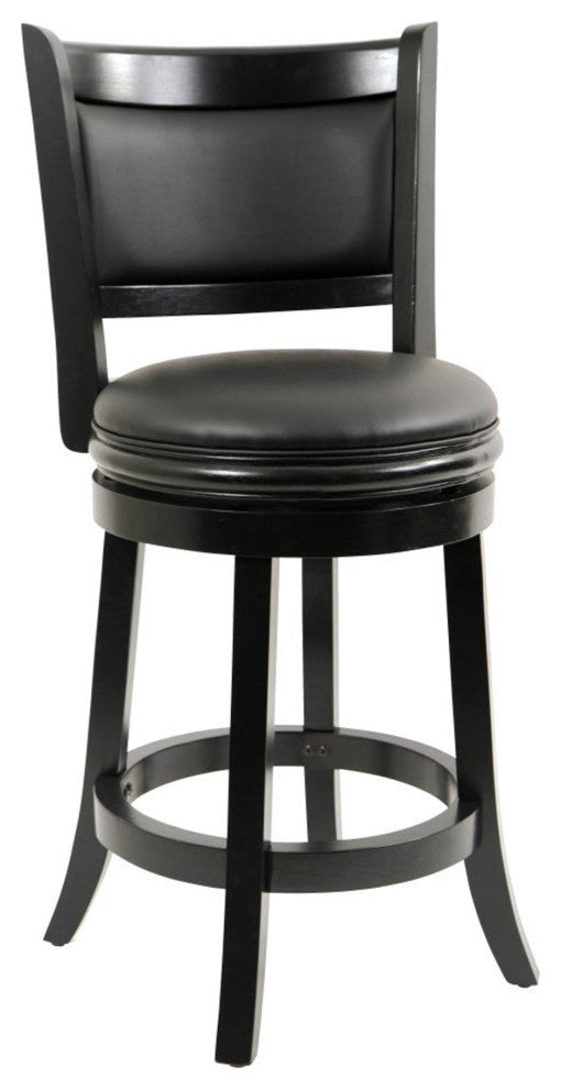 Benzara BM61364 Round Swivel Counter Stool with Padded Seat & Back, Black