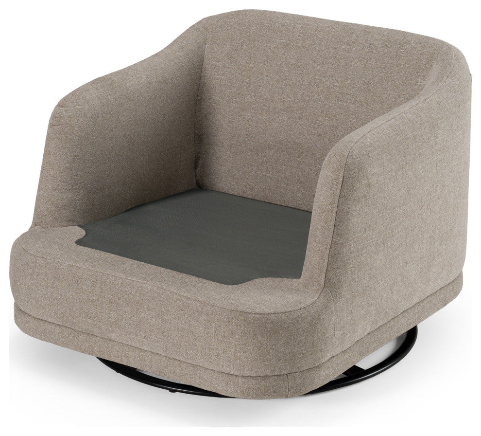 Divani Casa Chantry Modern Grey Sand Fabric Swivel Accent Chair