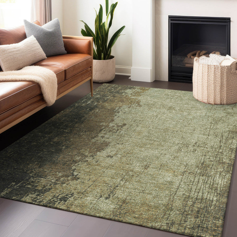 Machine Washable Indoor/Outdoor Chantille ACN1904 Olive 2'6" x 3'10" Rug