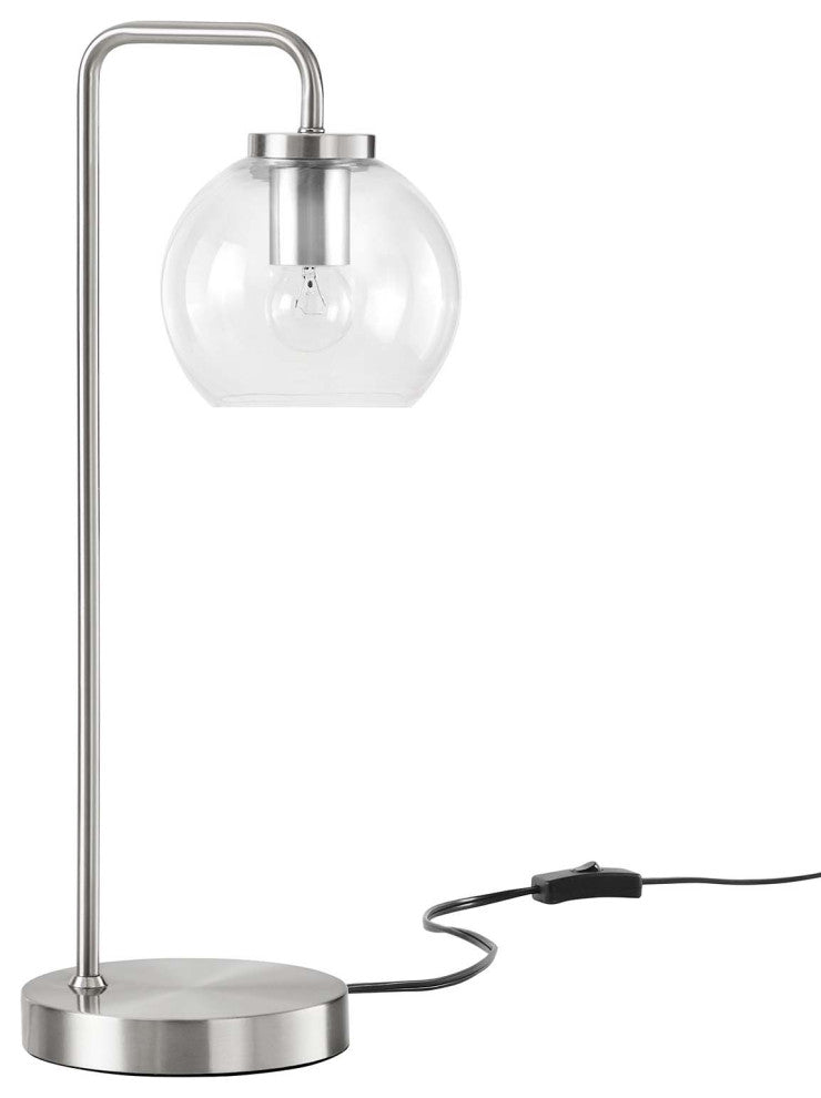 Silo Glass Globe Glass and Metal Table Lamp, Satin Nickel
