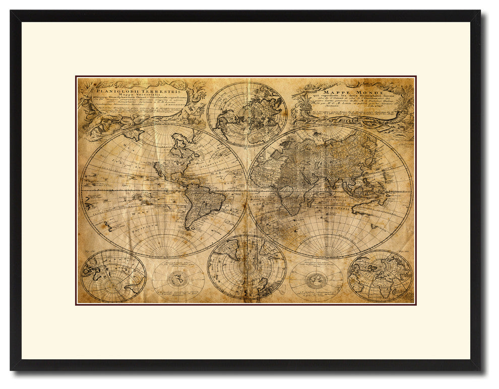 World Vintage Antique Map Wall Art, 16"x21"