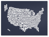 'USA States Text Map - Slate' Canvas Art by Michael Tompsett