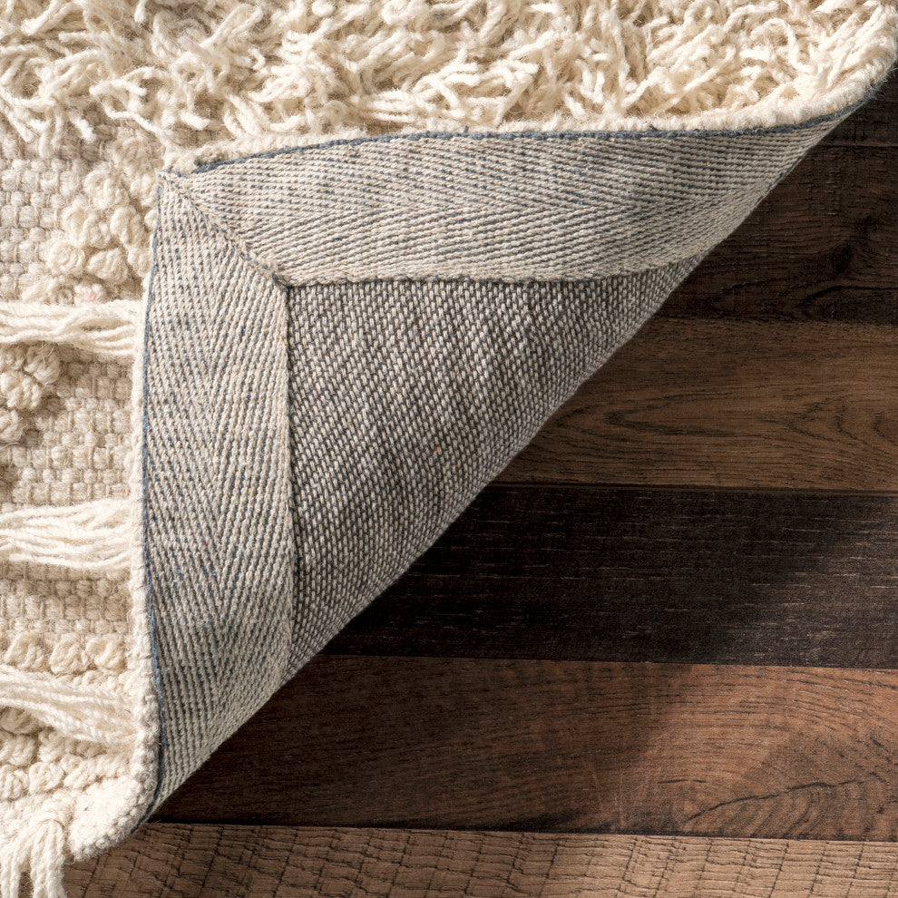Chandy Textured Wool Area Rug, Cream 6'x9'