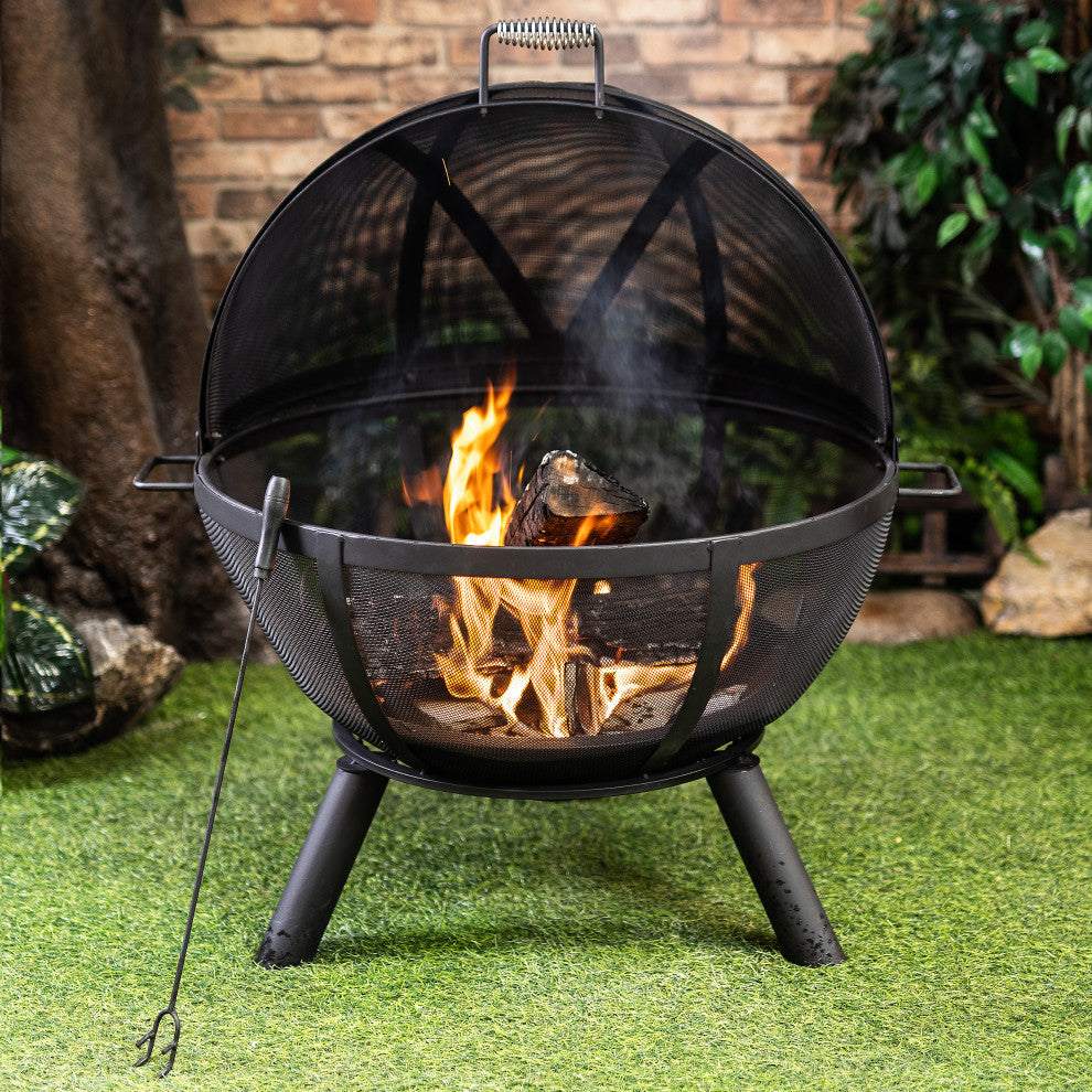 34" Diameter Outdoor Steel Woodburning Sphere Fire Pit