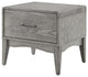 Platform Bed Nightstand Set, Queen Size, Wood, Gray, Modern Farmhouse