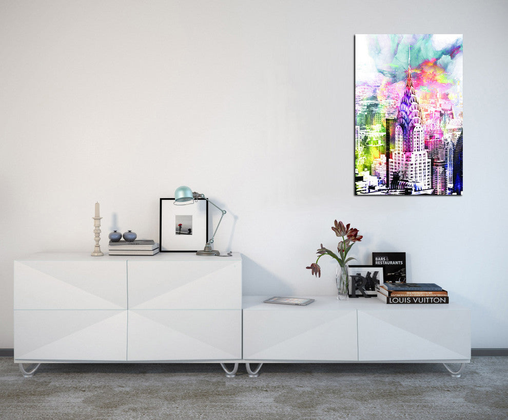 "New York Splatter" Tempered Glass Wall Art