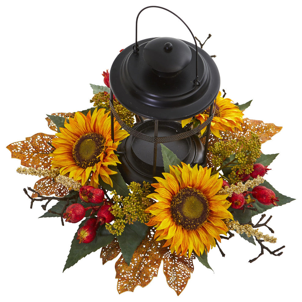 Nearly Natural Sunflower Berry Artificial Arrangement Candelabrum