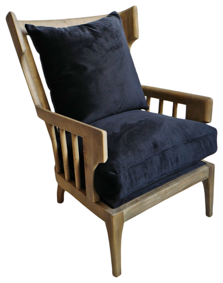 Wingback Navy Velvet Arm Chair
