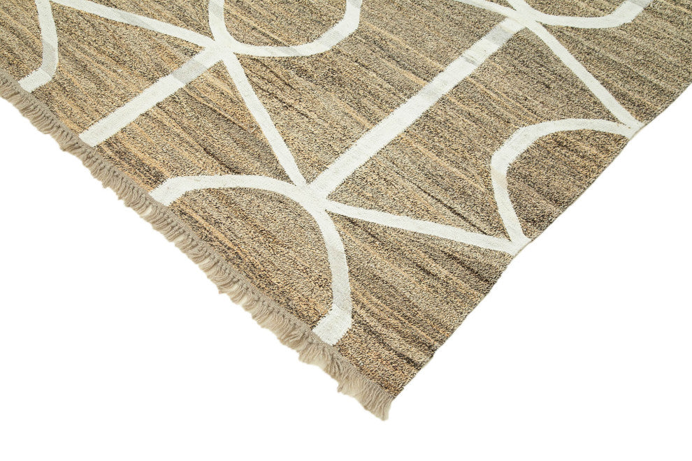 Rug N Carpet - Handmade Turkish 8' 1'' x 10' 6'' Modern Design Wool Kilim Rug